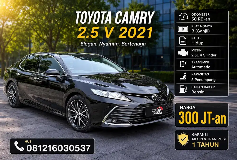 Toyota Camry V 2021 pk 2022 Antik Low KM Murah Bekas Hitam Ganjil