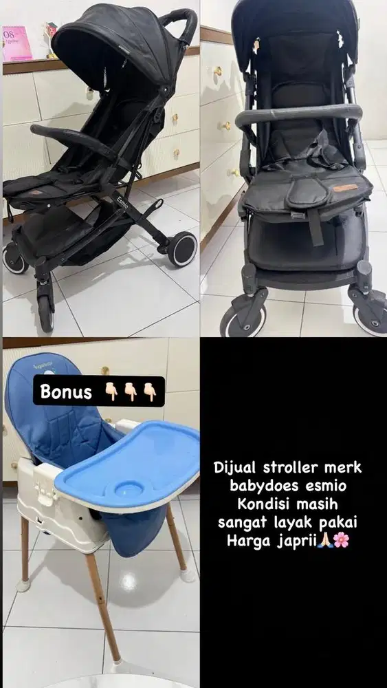 Stroller bekas merk babydoes bonus baby chair!!!