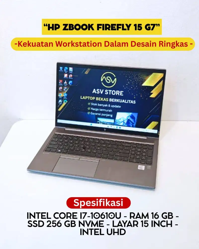HP ZBOOK FIREFLY 15 G7 CORE I7 10610U RAM 16GB SSD 256GB LAPTOP ORI