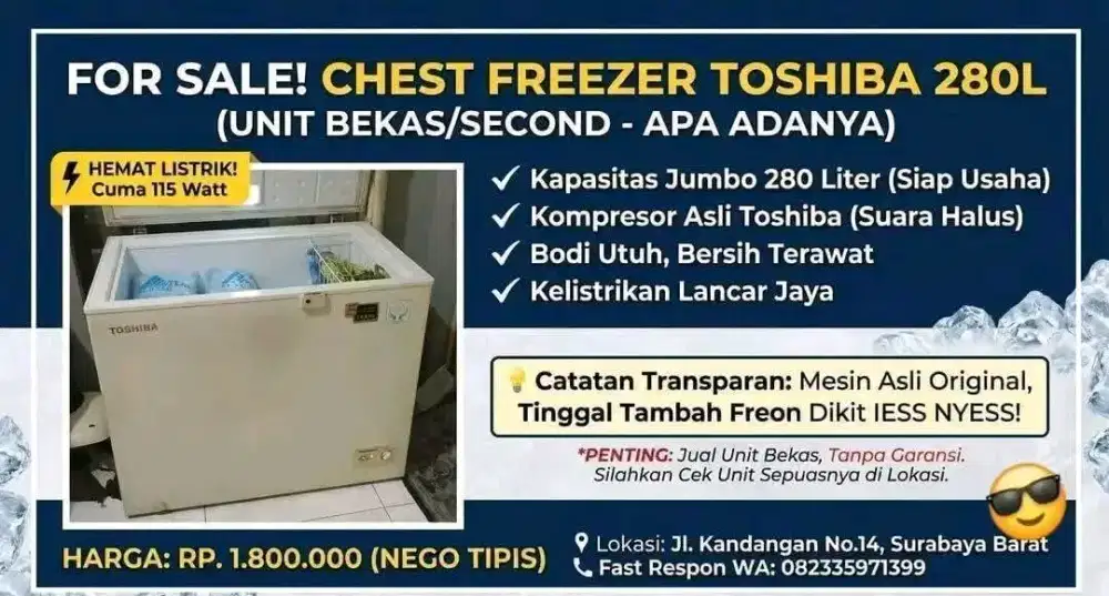 Chest Freezer Toshiba CR-A320I 280Liter