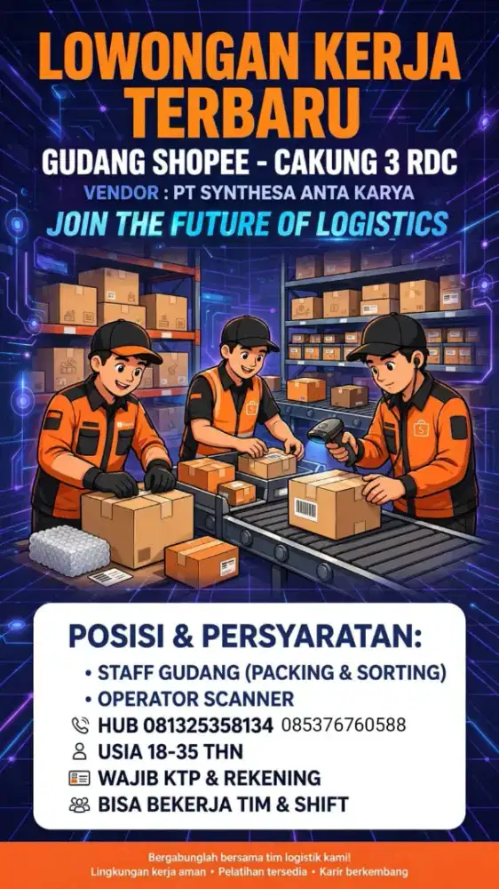 LOWONGAN KERJA GUDANG SHOPEE CAKUNG RDC