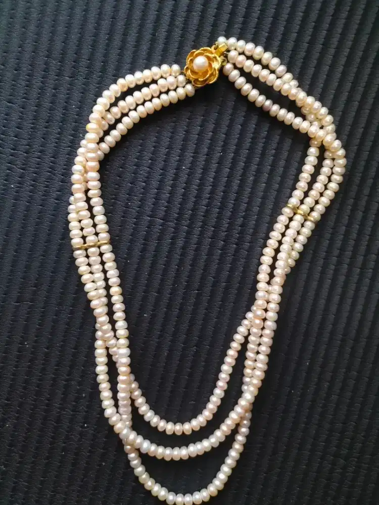 Kalung Mutiara Asli Susun 3 Rare Sejak 1990, Langka Berkelas