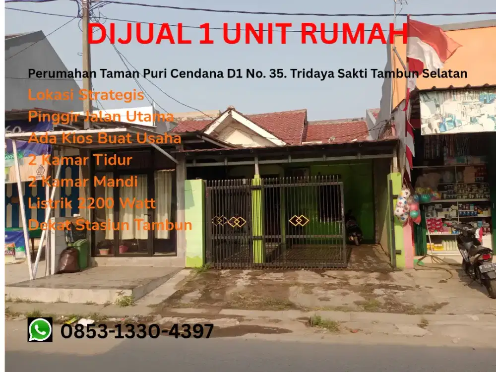 Rumah + Kios Usaha Taman Puri Cendana Tambun, Dekat Stasiun