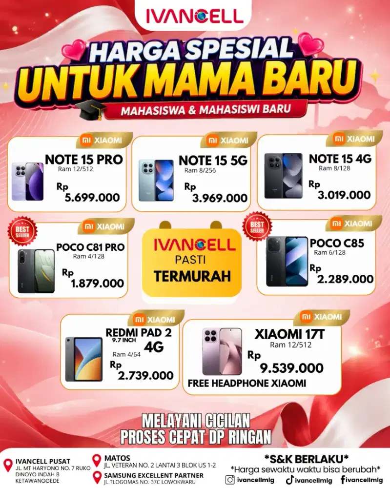 XIAOMI PROMO MAHASISWA BARU HARGA TERMURAH SEMALANG RAYA TEBUS MURAH