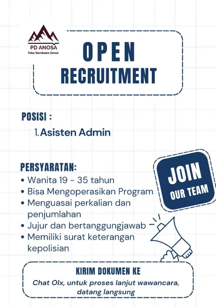 Dicari Admin Toko | Jujur dan Bertanggung Jawab