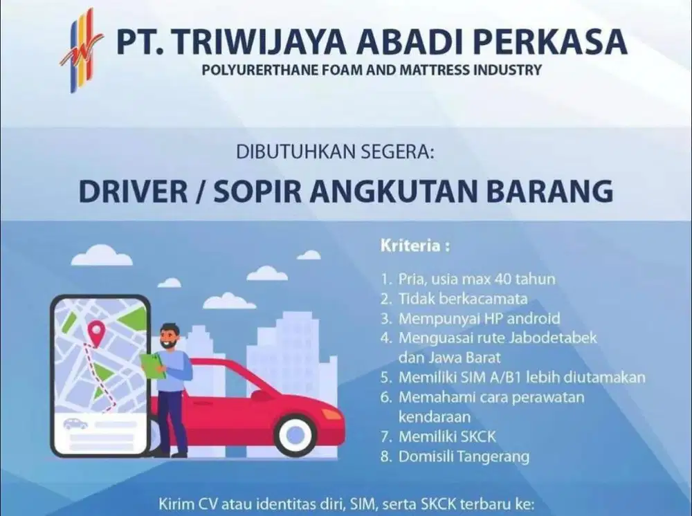 LOWONGAN SOPIR FREELANCE