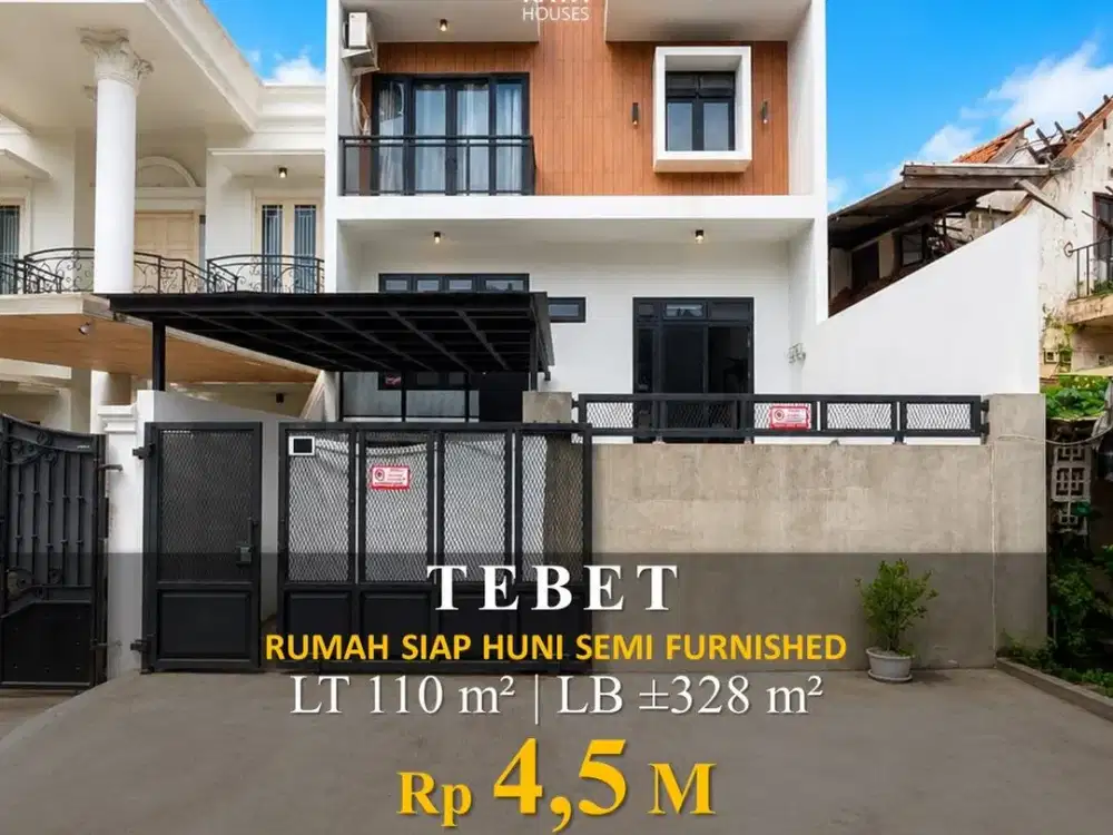 Dijual Rumah Siap Huni Tebet 110/328m2 3 Lantai 5KT 5KM Semi Furnished + Rooftop 4.5M Nego