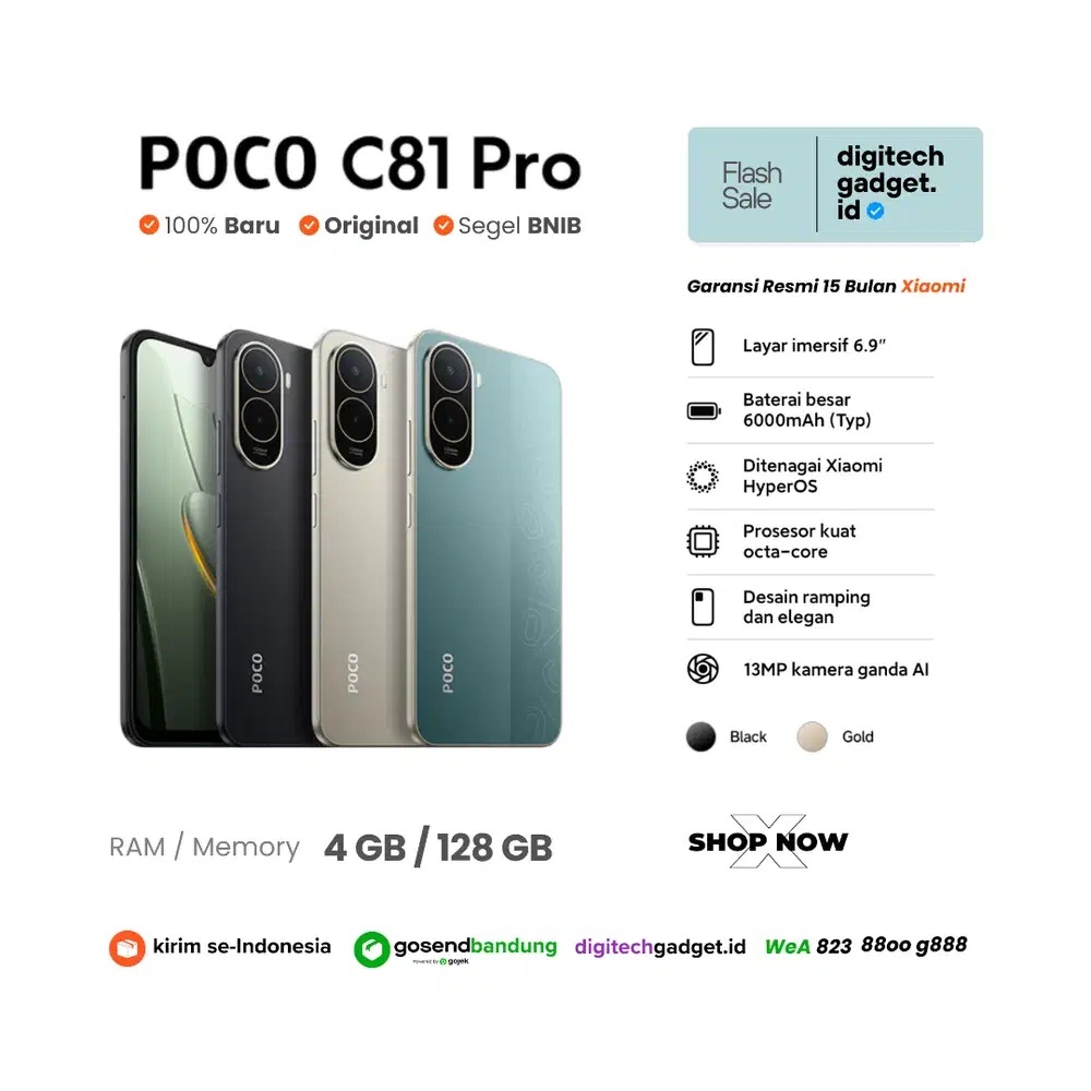 POCO C81 Pro 4/128GB | HP Murah Untuk Gaming, Kerja, Ojol, Scrolling