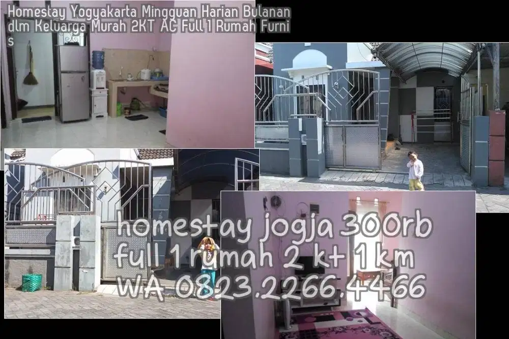 Homestay Yogyakarta Mingguan Harian Bulanan dlm Keluarga Murah 2KT AC