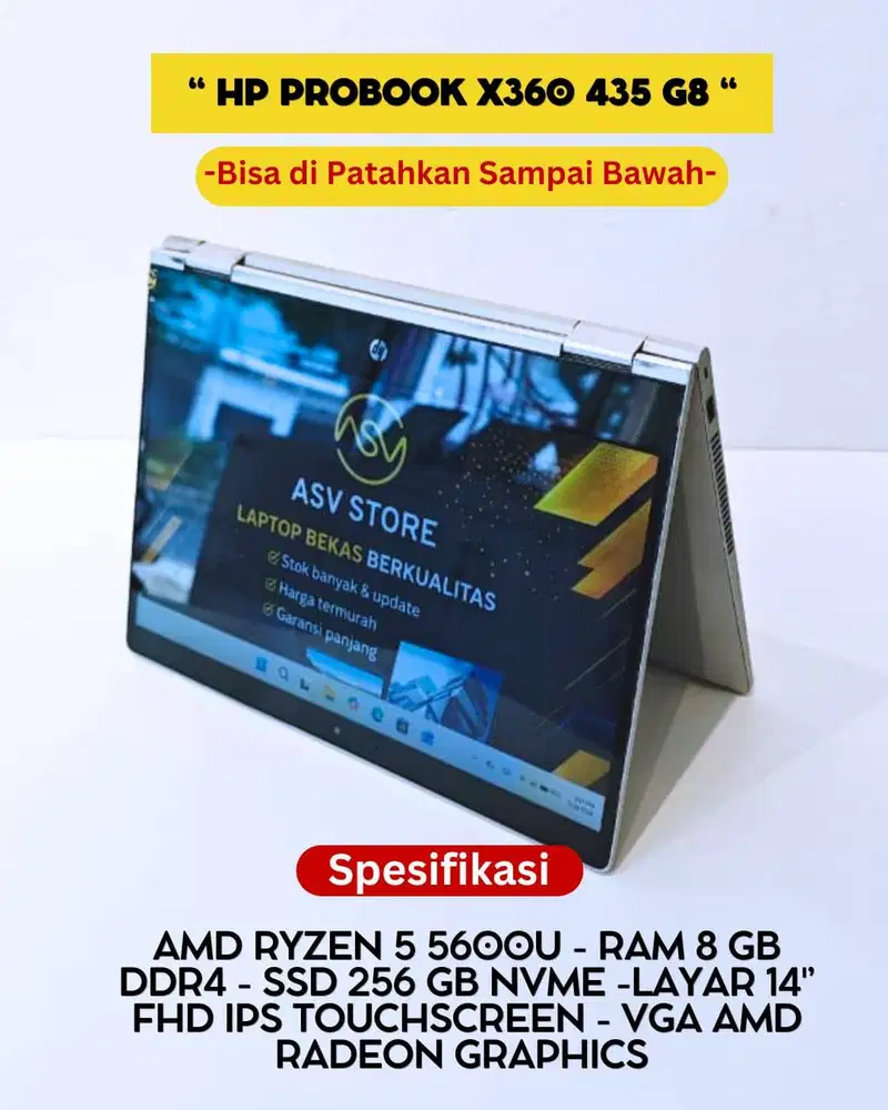 HP PROBOOK x360 435 G8 AMD RYZEN 5 5600U RAM 8GB SSD 256GB TOUCH ORI