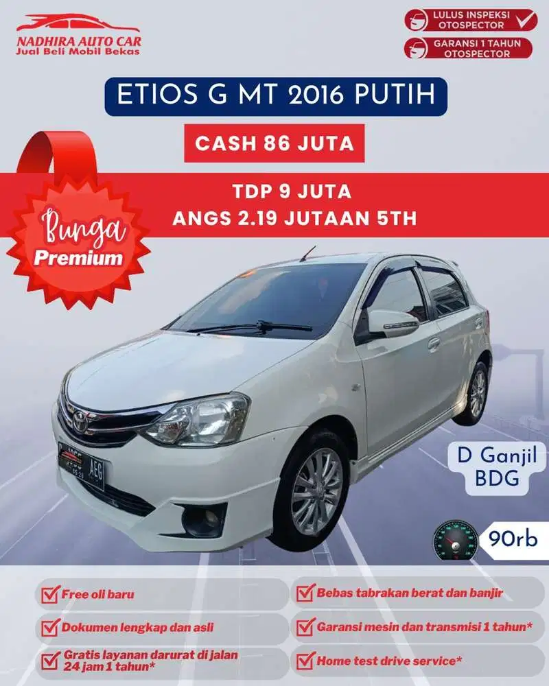 Angsuran Bunga Premium 2 Jutaan Etios G MT 2016 Putih