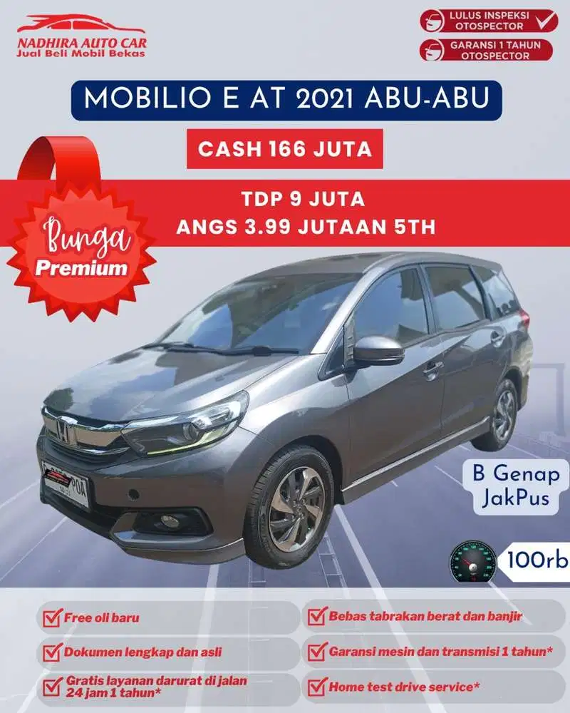 Angsuran Bunga premium 3 Jutaan Mobilio E AT 2021 Abu