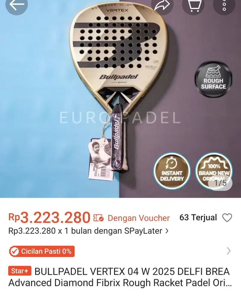 Dijual raket padel merk Bullpadel vertex