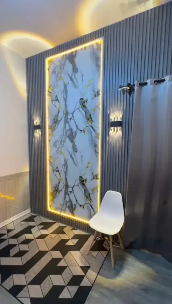 Promo Pemasangan Wpc Panel Kombinasi UV Board Marble
