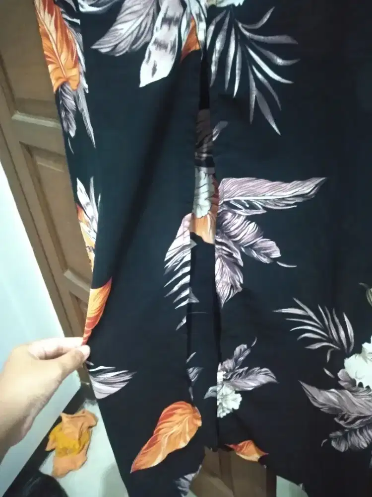 Maxi Dress hitam bunga
