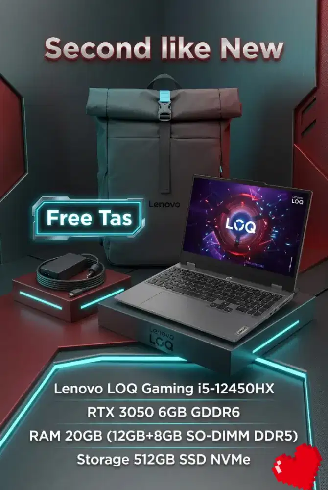 Lenovo LOQ Gaming i5-12450HX RTX 3050 6GB Free Tas