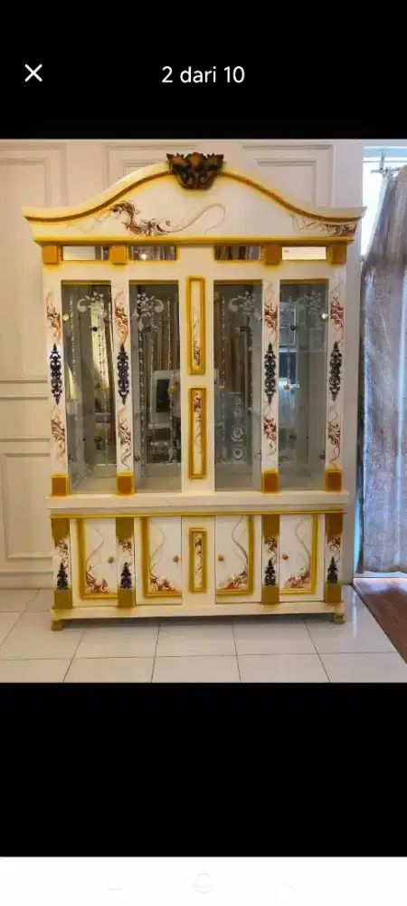 lemari hias cristal 4pintu ukirr