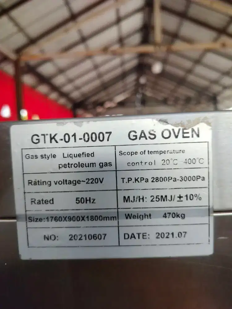 Oven gas 3 deck 9 loyang