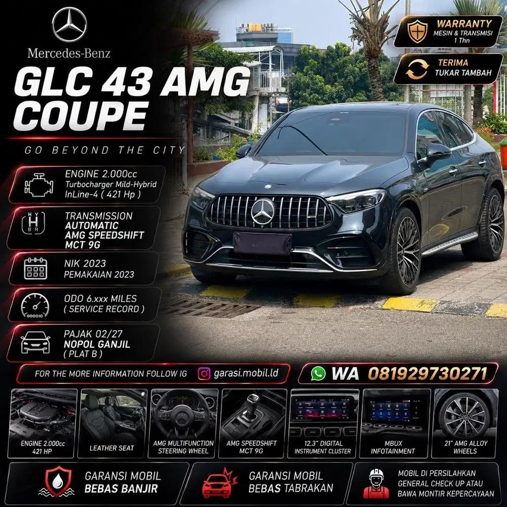 Mercy GLC 43 AMG Coupe 4Matic 2023 / Odo 6rbu Miles