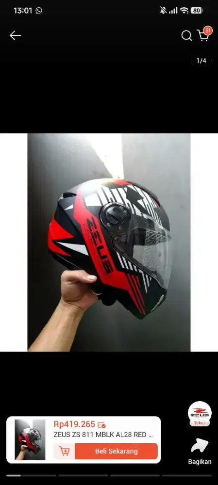 Helm Zeus 811 UK XL BARU