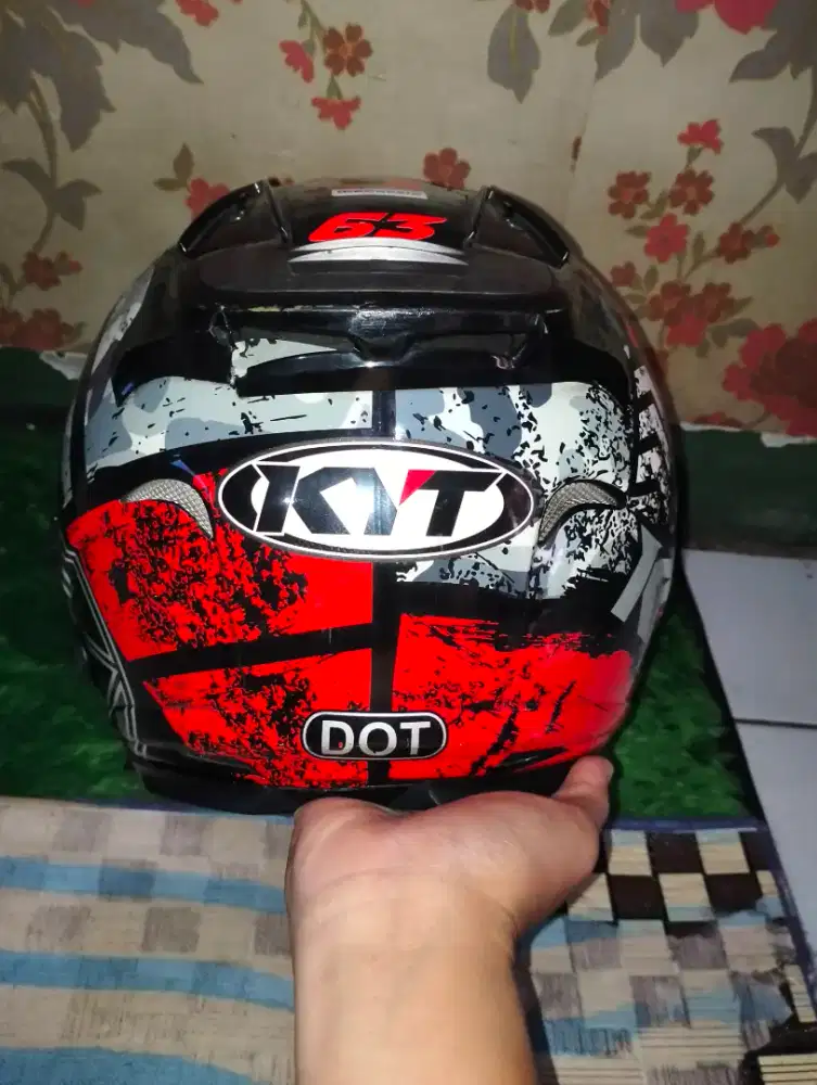 HELM KYT GALAXY R MOTIF 5 RED FLUO SIAP PAKAI