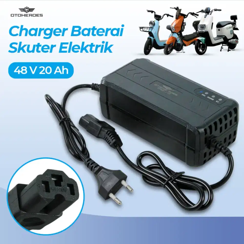 Adaptor Charger Baterai Converter Aki Motor Skuter 48V 20Ah