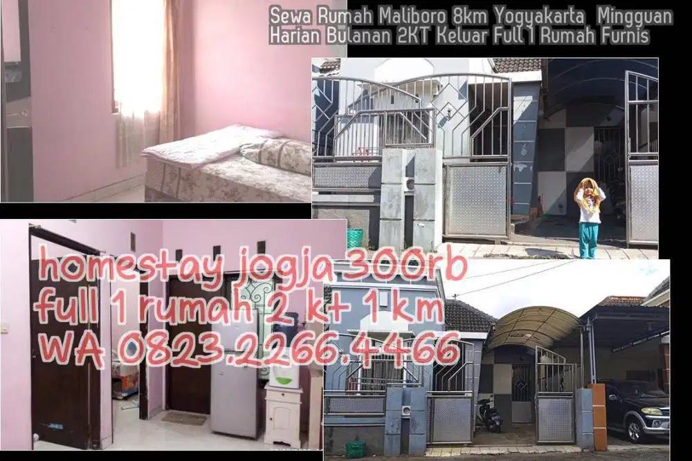 Sewa Rumah Maliboro 8km Yogyakarta  Mingguan Harian Bulanan 2KT Keluar