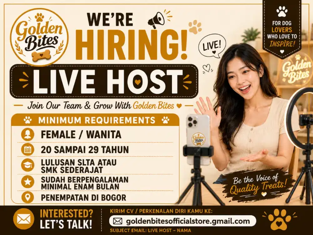 Dibutuhkan Host/Pemandu Live Shopee & Tiktok