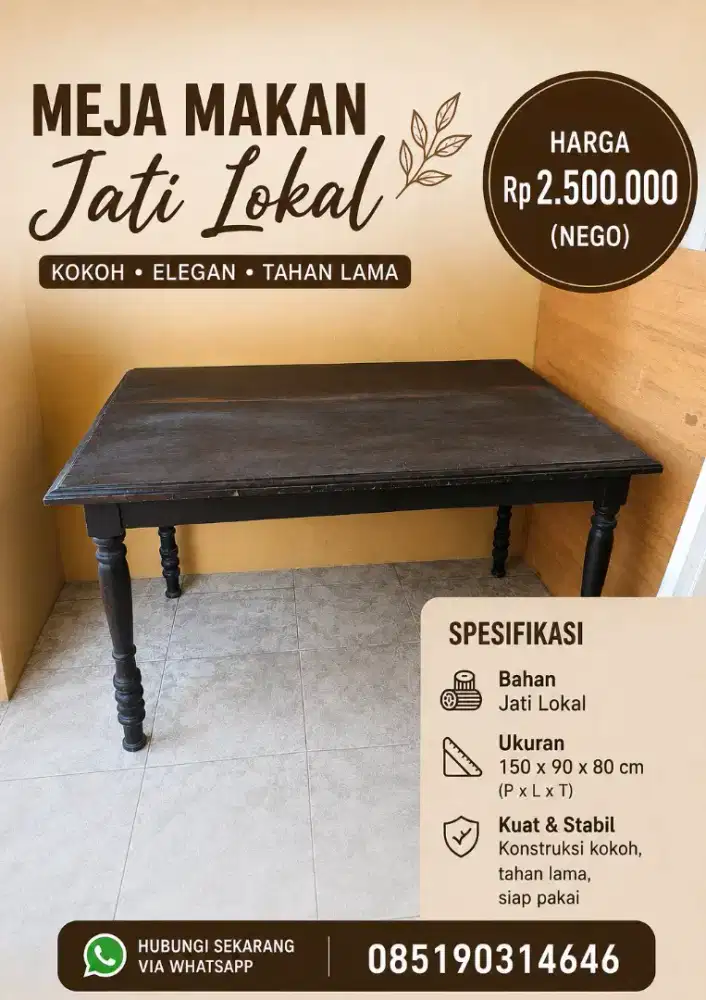 Dijual Meja Makan Kayu Jati