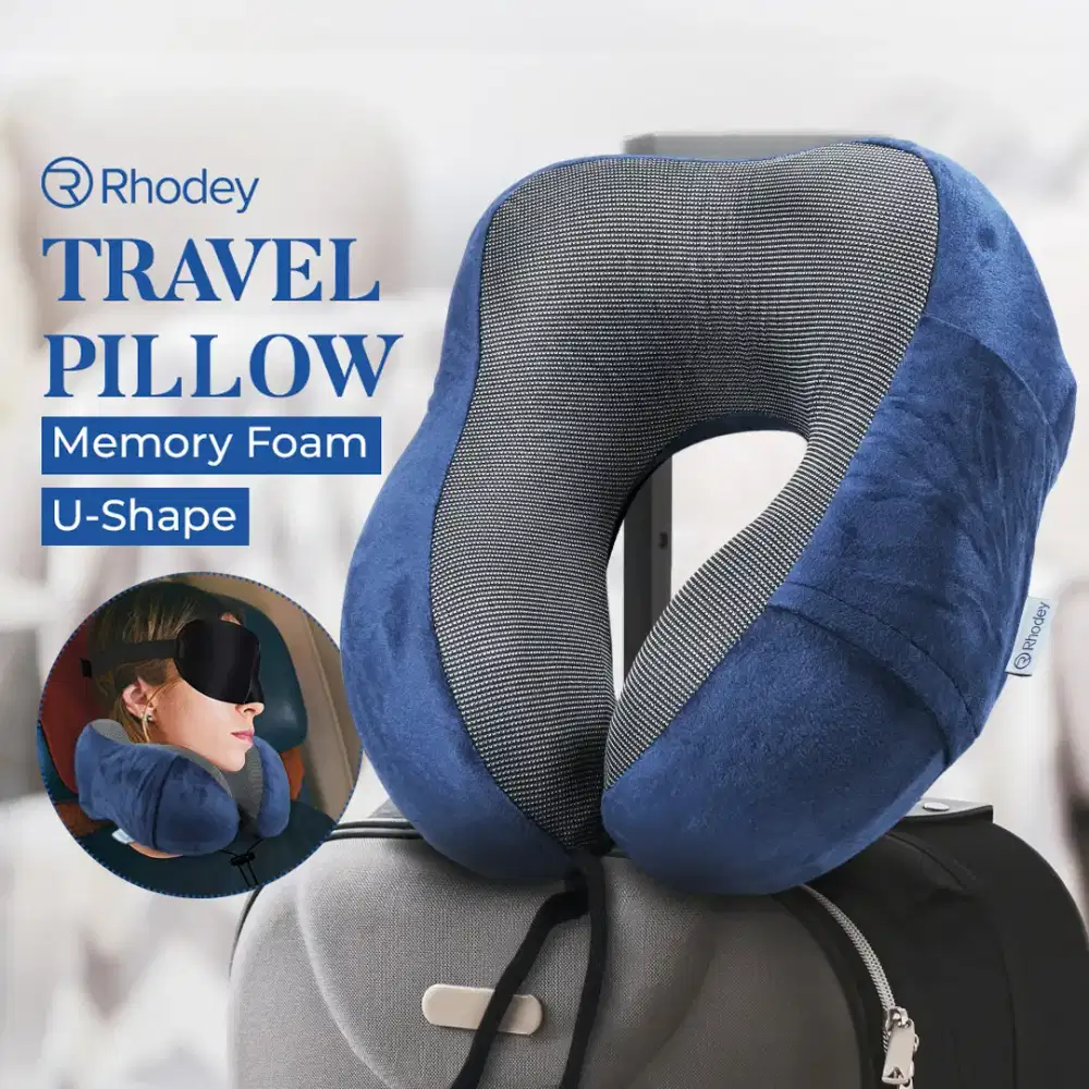 Rhodey Travel-O Bantal Leher Travel Memory Foam U-Shaped Neck Pillow