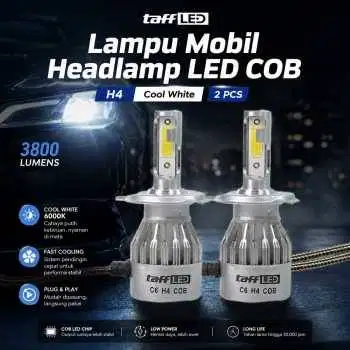 Lampu Depan Mobil H4 Headlamp COB LED Cool White 36W 2 PCS