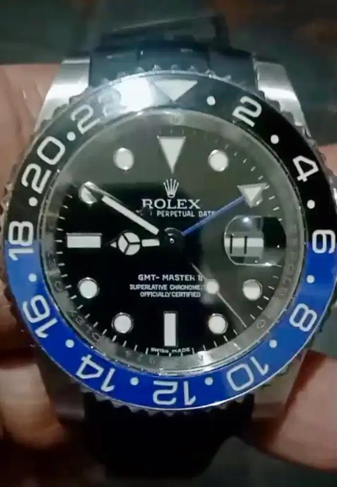 Rolex GMT Master 2 Batman. Crystal Sapphire. Strap Rubber M106.