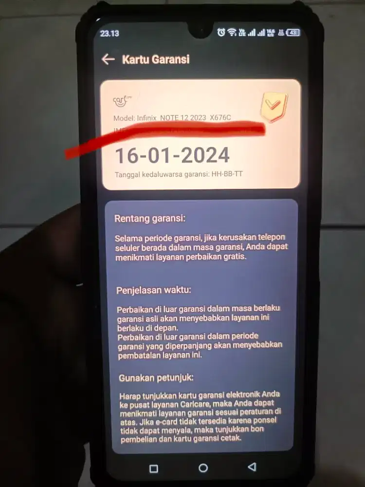 Infinix note 12 2023 Fungsi OK LCD normal Minus Body belakang Scratch