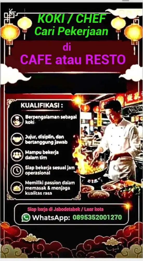 ANDA BTUH KOKI...SAYA KOKI BTUH KERJA