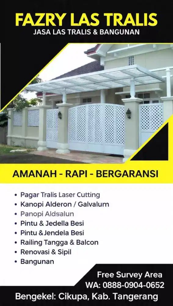 Kanopi pagar tralis dan rumah