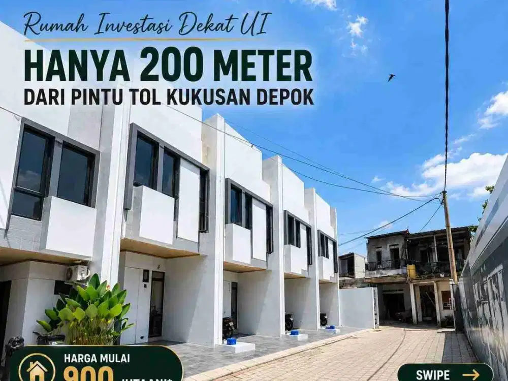 Jual Rumah Baru 2 Lantai  Cluster di Kukusan Dekat Gerbang Tol Kukusan Kota Depok Dijual