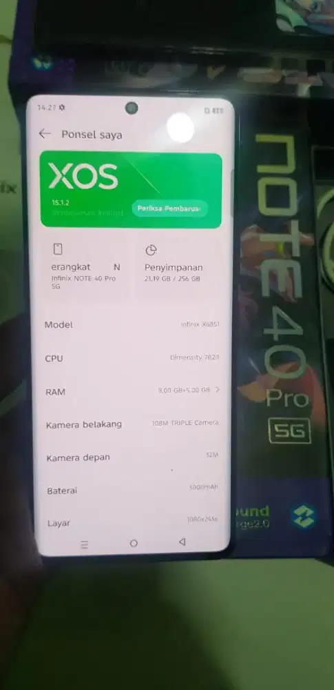 Jual BU INFINIX NOTE 40 PRO 5G 8/256 FULLSET SECOND NO MINUS