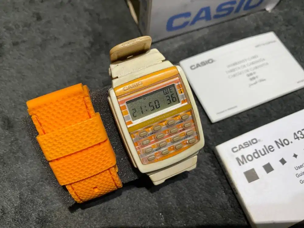 JAM TANGAN CASIO CALCULATOR WATCH LDF-40 PUTIH ORANGE ORI SECOND