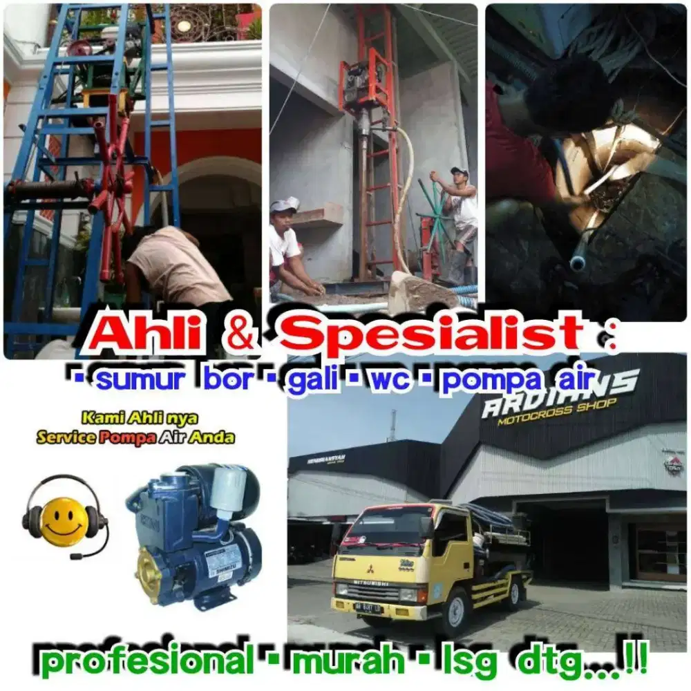 SERVICE SERVIS POMPA AIR AHLI SUMUR BOR JOGJA SUNTIK GALI  SEDOT WC