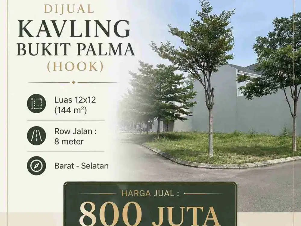 5,5 Juta/mtr‼Termurah Kavling Hook Bukit Palma Citraland