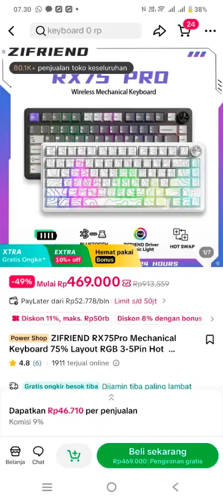 ZIFRIEND Mechanical Keyboard RX75 Pro