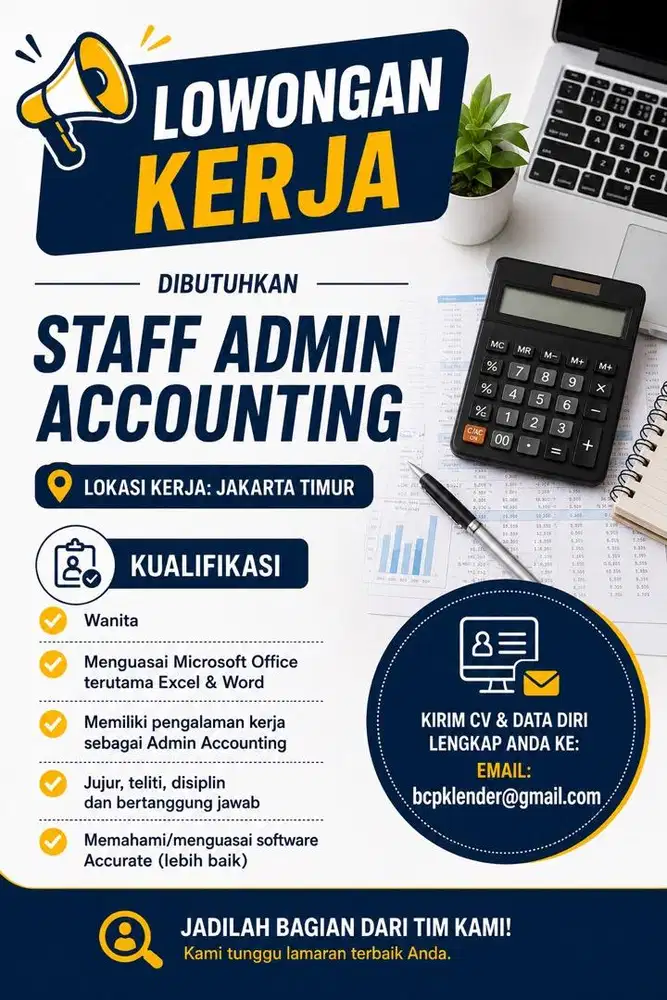 DIBUTUHKAN ADMIN ACCOUNTING