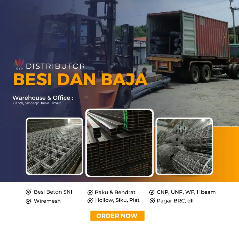 Jual besi wiremesh, besi beton polos dan ulir, hollow, siku, cnp, unp.