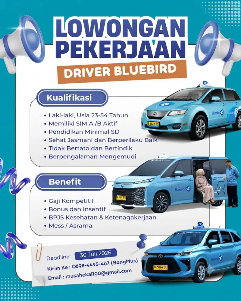 !!! LOWONGAN DRIVER TAKSI BLUE BIRD !!!