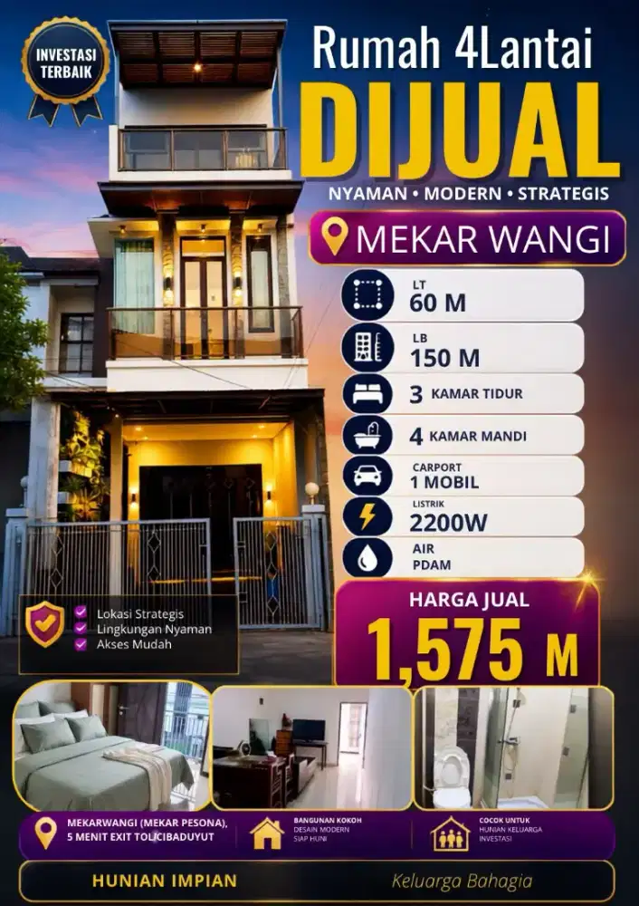 JUAL RUMAH CLUSTER MEKARWANGI SINGGASANA BANDUNG