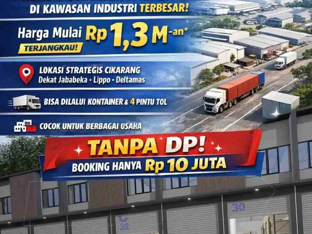 dijual gudang pinggir jalan pantura cikarang