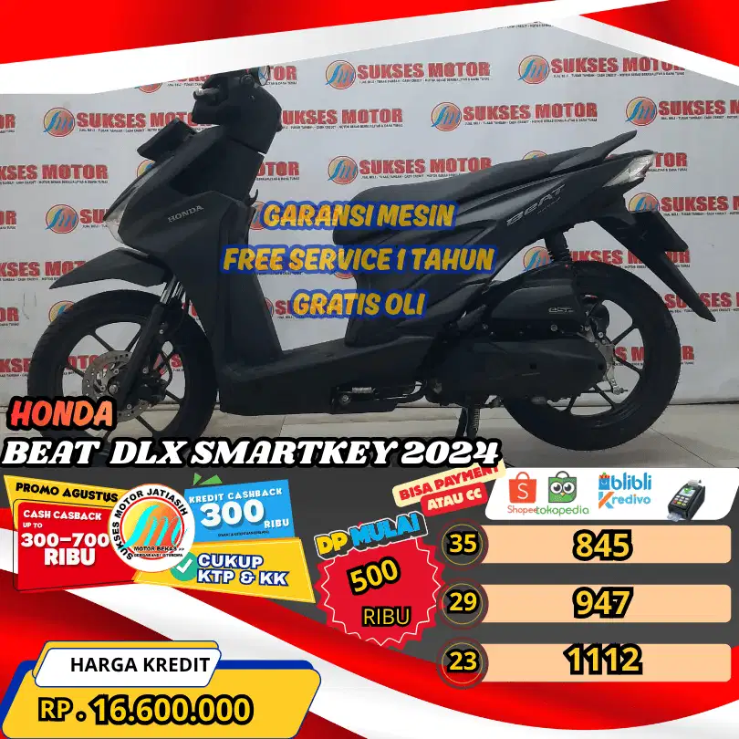 HONDA BEAT DELUXE SMART2024 PAYMENT SPYLATER KREDIVO &CC (SUKSESMOTOR)