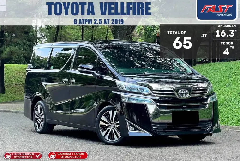 LOW KM.62RB PAJAK PANJANG DP 65Jt TOYOTA VELLFIRE G ATPM 2019 SUNROOF