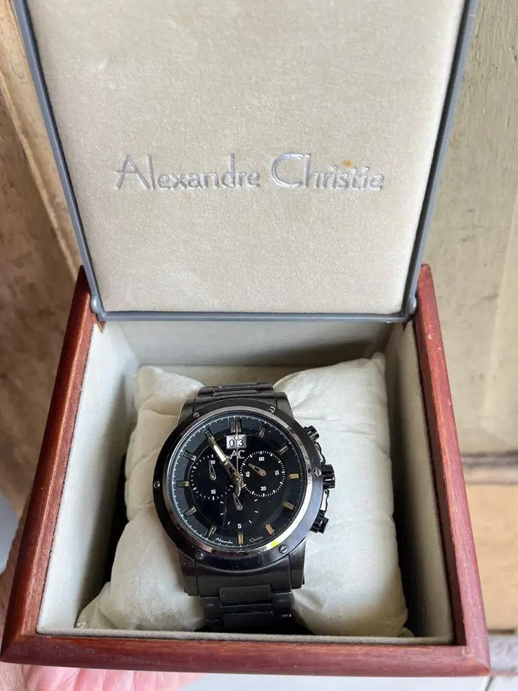 Arloji Alexandre Christie Jam Tangan Chronograph Black Beauty + Box