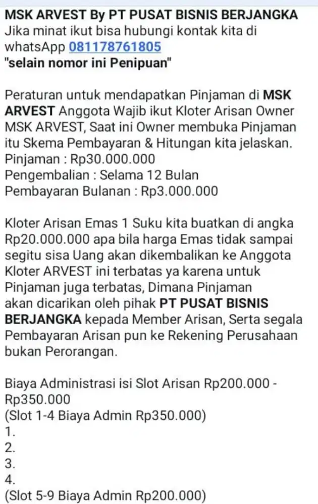 MSK ARVEST By PT PUSAT BISNIS BERJANGKA